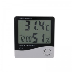 Indicatore dell'umidità del misuratore dell'umidità per la temperatura dell'auto per uso domestico e orologio incorporato con display LCD di grandi dimensioni