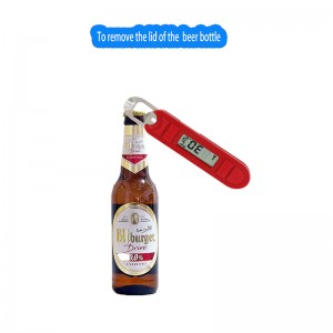 Ampio display a uso piccolo che mostra il termometro digitale per alimenti con apribottiglie per birra