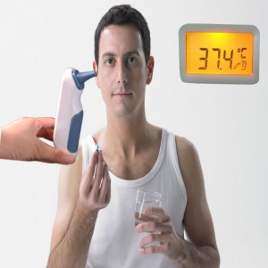 Termometro auricolare senza contatto a lettura istantanea per uso domestico con strumenti per la rilevazione di febbre e temperatura ambiente
