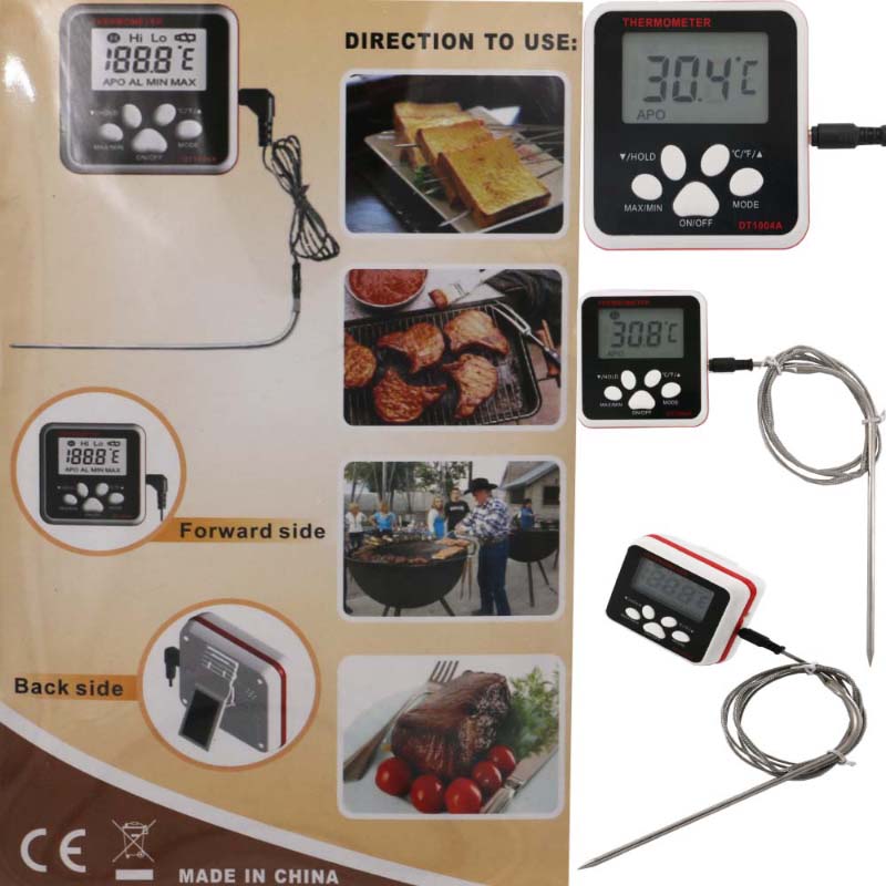 Termometro per carne digitale per alimenti Linea lunga per sonda Portatile per uso domestico esterno